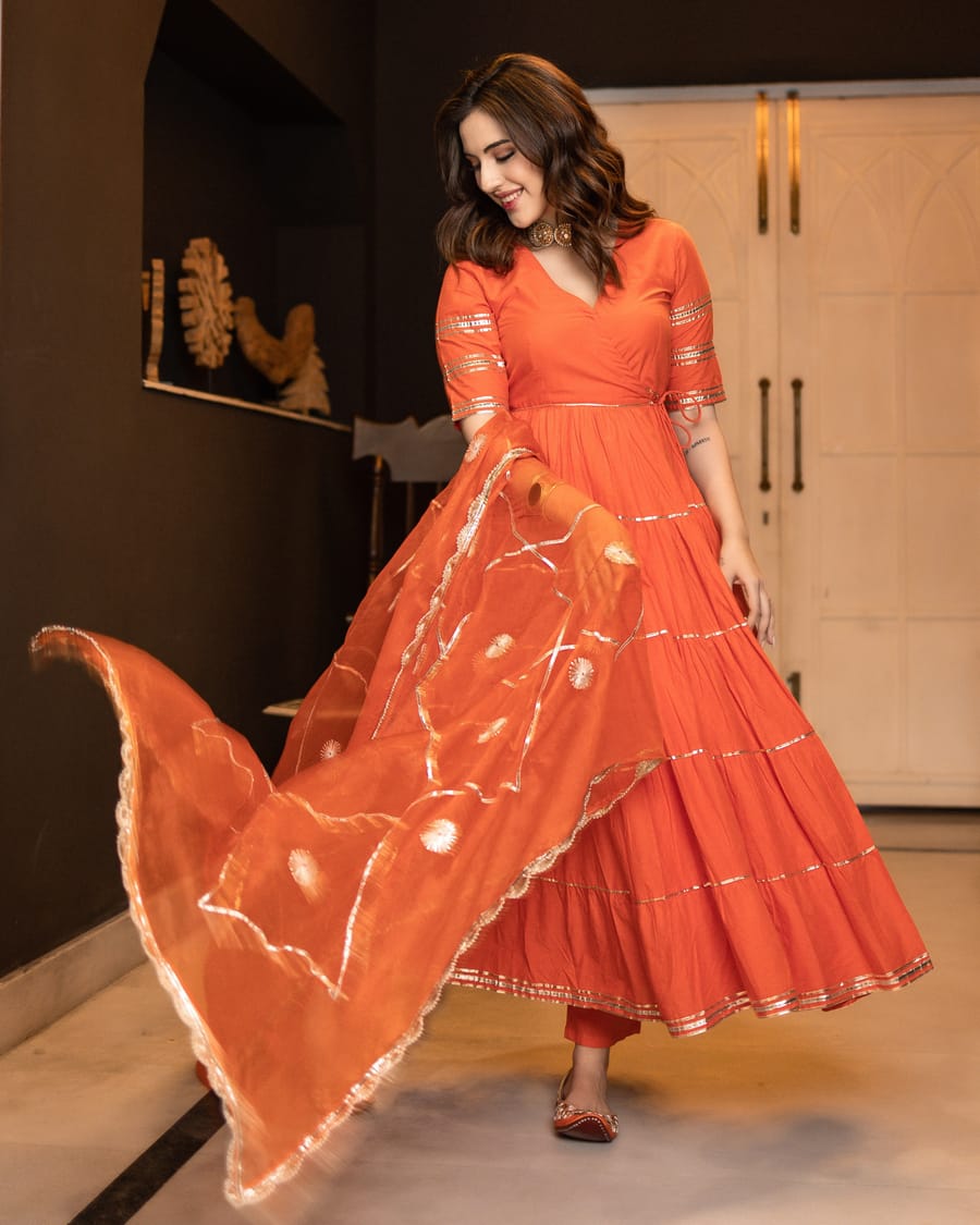 Jaipur Kurti Salwar Suits and Sets : Buy Jaipur Kurti Women Orange Ethnic  Motifs Straight Cotton Kurta With Palazzo (Set Of 2) Online | Nykaa Fashion.