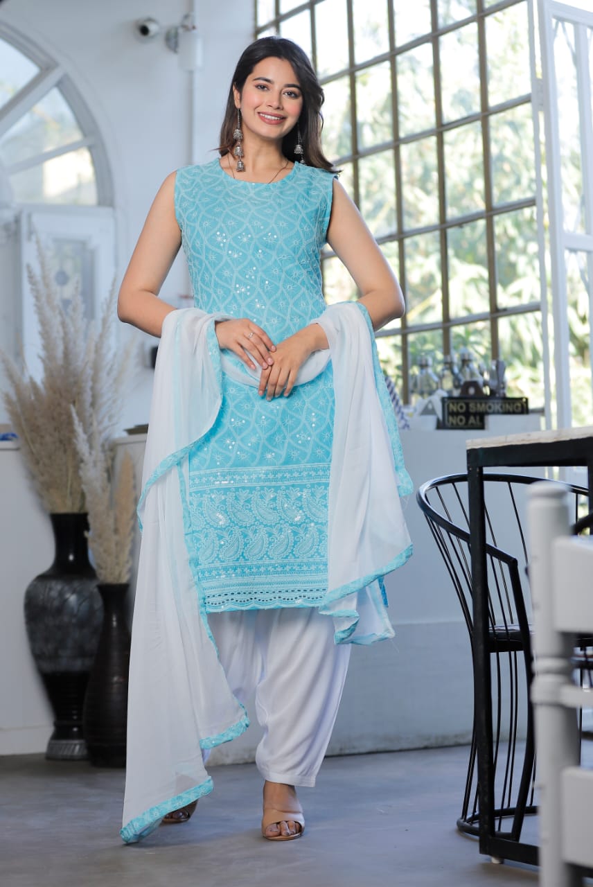 Gold Sleeveless Cotton Short Punjabi Salwar Kameez 18720  Dress neck  designs Sleeveless outfits Blouse designs