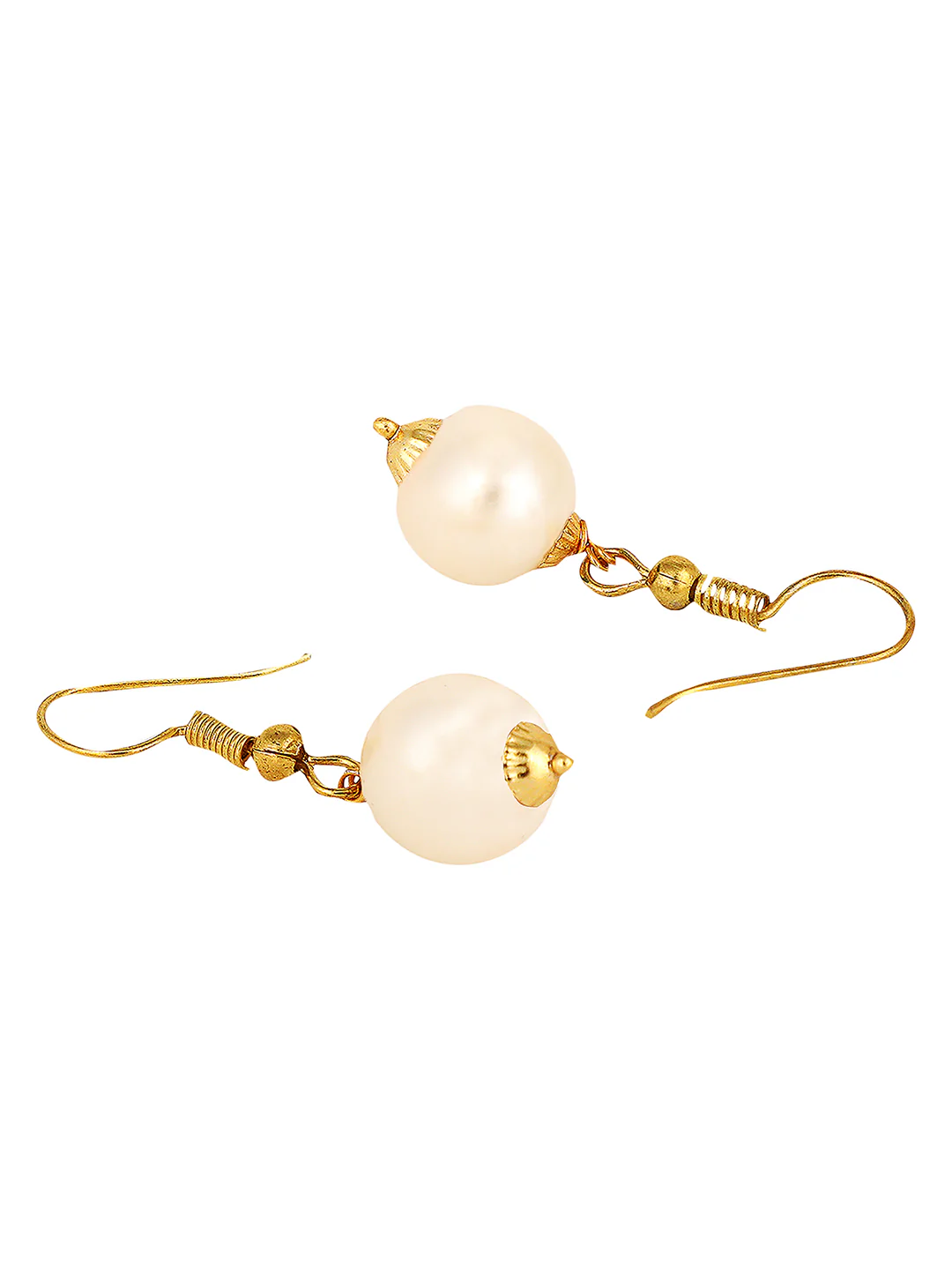 14K Gold Plated Pearl Jewelry Set - Choker Necklace, Drop Earrings & Bracelet For Women