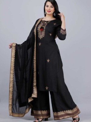 Black Pakistani Readymade Salwar Kameez Set Indian Designer Palazzo Kurta Suit Set Top