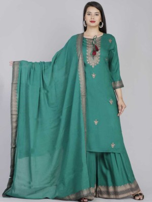 Green Pakistani Readymade Salwar Kameez Set Indian Designer Palazzo Kurta Suit Set Top