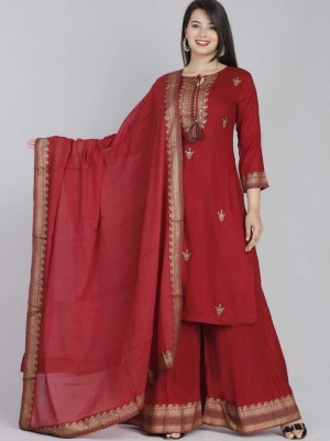 Red Pakistani Readymade Salwar Kameez Set Indian Designer Palazzo Kurta Suit Set Top