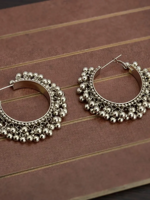 Indian Women Silver Oxidized Earrings Fashion Jewelry Bollywood Hoops Pair