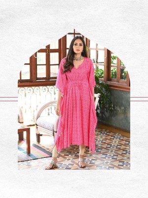 Pink Indian Long Rayon Kaftan Maxi Trending Dress Hippie Boho Caftans New