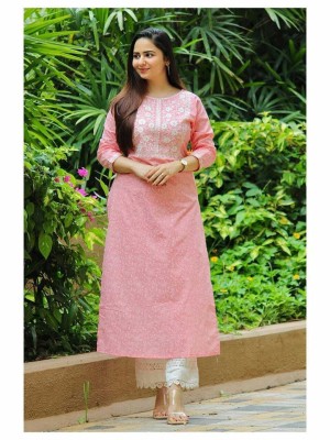 Pink Indian Ethnic Stitched Kurti Pant Set Readymade Salwar Kameez Casual Suit Dress