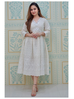 Designer Chickenkari Kurti Gown Eid Diwali Special Dress