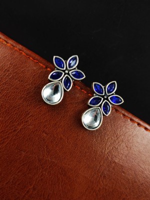 Flower Trendy Stud Earring Oxidized Silver Replica Daily Wear Light Weight Earrings