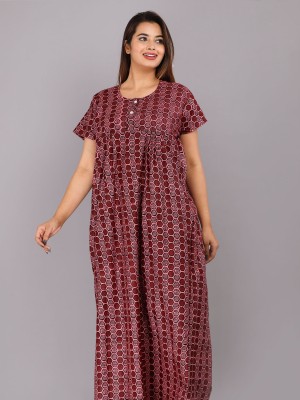 Cotton Nighty Night Gown Indoor Wear Comfortable Batik Printed Kurti with Two Button