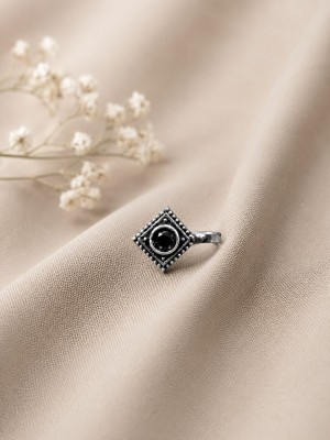 Non-Piercing Stone Nose Pin Indian Oxidized Silver Plated Adjustable Free Size Brass Jewelry