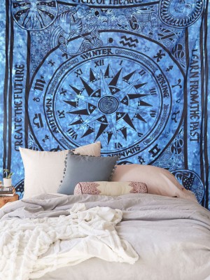 Mystical Astrological Cycle of Ages Tapestry Horoscope Zodiac Sign Wall Hanging Mandala Wall Tapestry