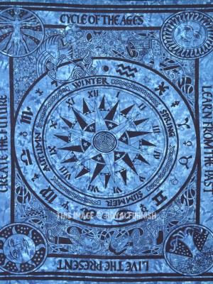 Mystical Astrological Cycle of Ages Tapestry Horoscope Zodiac Sign Wall Hanging Mandala Wall Tapestry