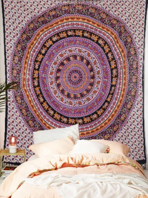 Large Bohemian Elephant Floral Mandala Tapestry Cotton Fabric Bedspread Wall Tapestry Boho Decor