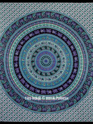 Large Bohemian Elephant Floral Mandala Tapestry Cotton Fabric Bedspread Wall Tapestry Boho Decor