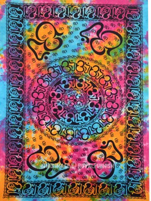 Multi Tie Dye Sacred Symbol OM Aum Tapestry Hindu Spiritual Mantra Wall Hanging Yoga Room Decor