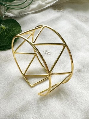 Trendy Gold Plated Designer Zig Zag Broad Cuff Bangle Contemporary Bracelet Jewellery