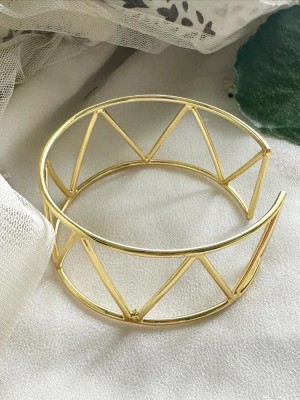 Trendy Gold Plated Designer Zig Zag Broad Cuff Bangle Contemporary Bracelet Jewellery