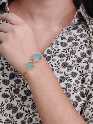 Elegant Monalisa Stone Designer Bangle Gold Plated Cuff Anti Tarnish Special Fancy Bracelet for Women