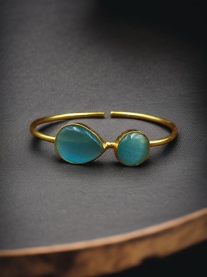 Elegant Monalisa Stone Designer Bangle Gold Plated Cuff Anti Tarnish Special Fancy Bracelet for Women