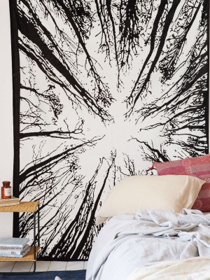 Exclusive Psychedelic Forest Tapestry Cotton Fabric Wall Hanging Hippie Room Decor