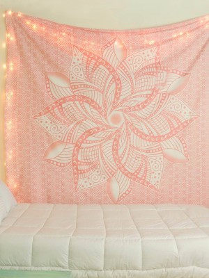 White & Glittering Gold Bohemian Large Lotus Mandala Tapestry Wall Hanging Cotton Fabric Tapestry