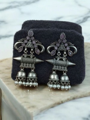 Classic Handcrafted Double Jhumki Vintage Designer Tribal Ethnic Silver Oxidised Dangler Designer Earring