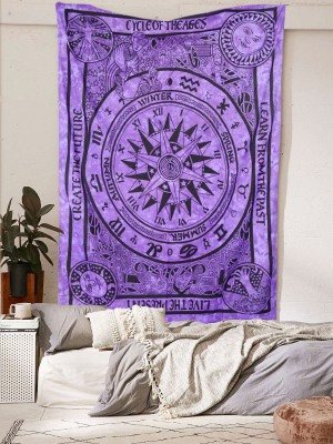 Mystical Astrological Cycle of Ages Tapestry Horoscope Zodiac Sign Wall Hanging Twin Mandala Wall Tapestry