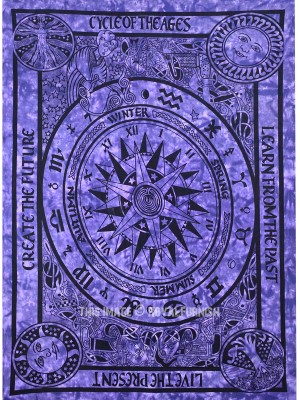 Mystical Astrological Cycle of Ages Tapestry Horoscope Zodiac Sign Wall Hanging Twin Mandala Wall Tapestry