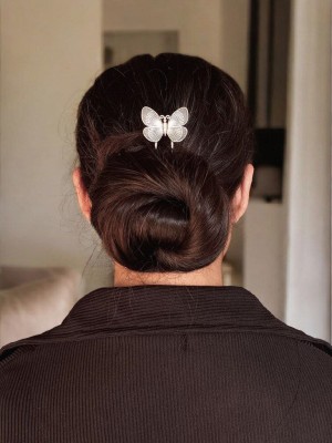 Adorable Butterfly Designer Silver Oxidized Hair Bun Pin Stylish Hair Accessory Jewellery