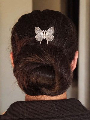 Adorable Butterfly Designer Silver Oxidized Hair Bun Pin Stylish Hair Accessory Jewellery