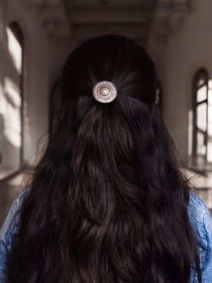 Traditional Round Silver Oxidized Hair Pin Stylish Indian Designer Hair Accessories Jewellery