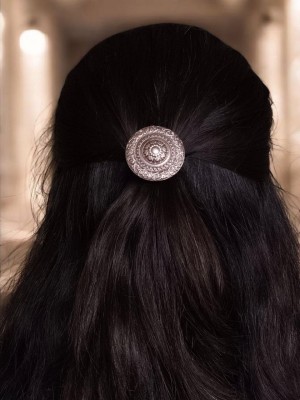 Traditional Round Silver Oxidized Hair Pin Stylish Indian Designer Hair Accessories Jewellery