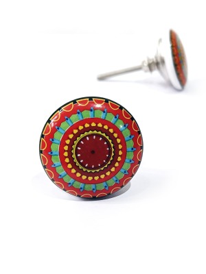 Unique Decorative Hand Painted Colorful Boho Ceramic Cabinet Knobs, Set of 2