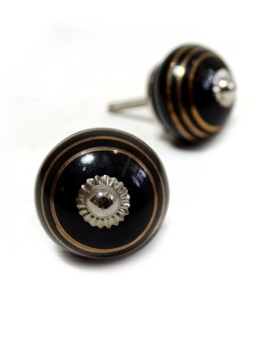 Vintage Circle Design Decorative Glossy Ceramic Drawer Knob Set of Two