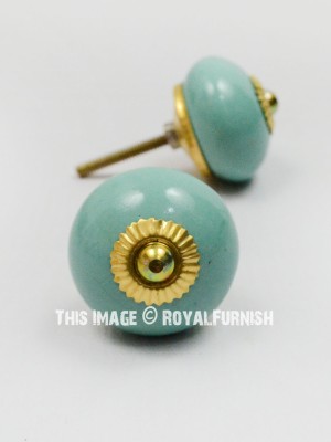 Solid Round Shabby Chic Decorative Kitchen Cabinet Dresser Ceramic Knob Set of 2