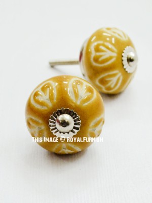 Yellow Drawer Handle Door Knobs & Pulls for Cabinets Home Interior Decor Hardware Set of 2