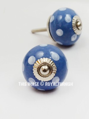 Vintage Polka Dots Ceramic Drawer Cabinet Knobs Set of 2