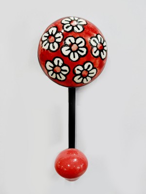 Bohemian Multi Colorful Floral Hand Painted Porcelain Ceramic Wall Mounted Hook