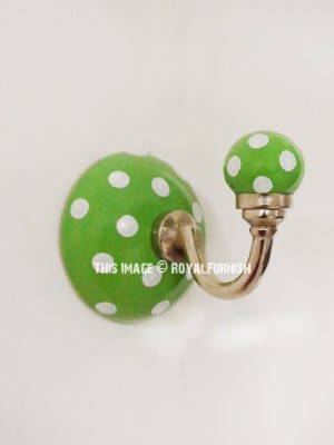 Unique Polka Dots Decorative Ceramic Wall Hook Coat Hanger Towel Hanger