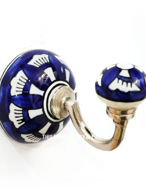 Colorful Indian Art Hand Paint Boho Decorative Ceramic Wall Hook Coat Towel Hanger