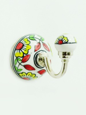 Traditional Indian Art Boho Ceramic Wall Hook Hand Painted Decorative Coat Towel Hanger