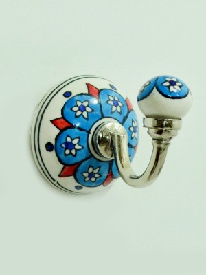 Traditional Indian Art Boho Ceramic Wall Hook Hand Painted Decorative Coat Towel Hanger