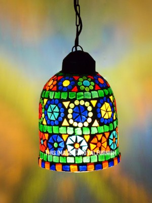 Floral Design Artistic Handmade Turkish Mosaic Ceiling Pendant Lamp Light