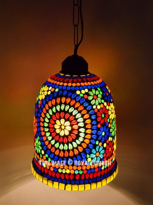 Decorative & Unique Turkish Mosaic Glass Hanging Lamp Lantern Pendant Light