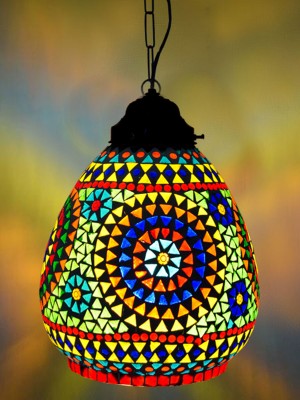 Mosaic Glass Head Ceiling Pendant Light Fixture Chandelier Lamp Shape