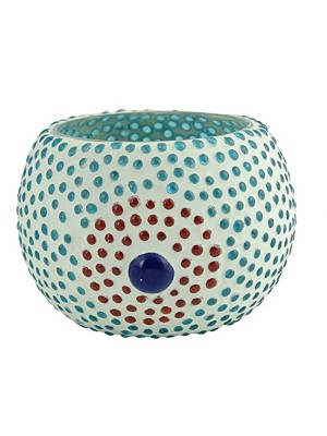 Multi-Colored Dots Mosaic Glass Votive Tea Light Candle Holder