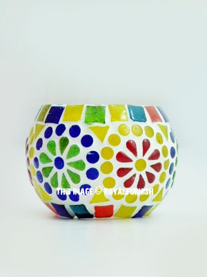 Rainbow Moroccan Mosaic Glass Tea Light Candle Holder for Decoration