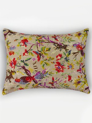 Colorful Boho Bird Paradise Standard Size Indian Kantha Pillow Sham Cover Set of Two