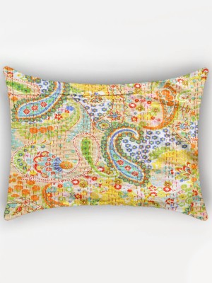 Multicolored Paisley Printed Bohemian Kantha Quilted Standard Size Pillowcase - Set of Two