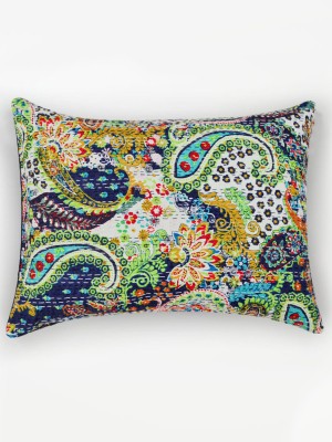 Multicolored Paisley Printed Bohemian Kantha Quilted Standard Size Pillowcase - Set of Two