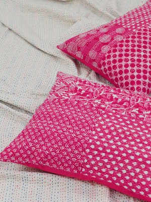 Bohemian Mixed Pattern One-Of-A-Kind Handmade Kantha Standard Pillow Sham Set of 2